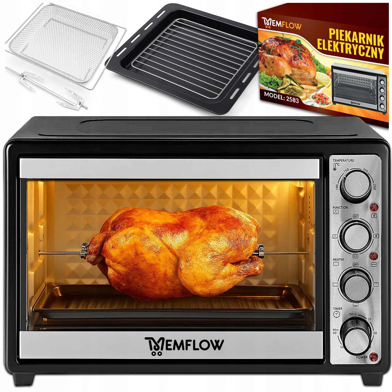 ELECTRIC OVEN MINI STOVE PORTABLE THERMOCOUPLE 45L DIFFERENT INOX 2000W