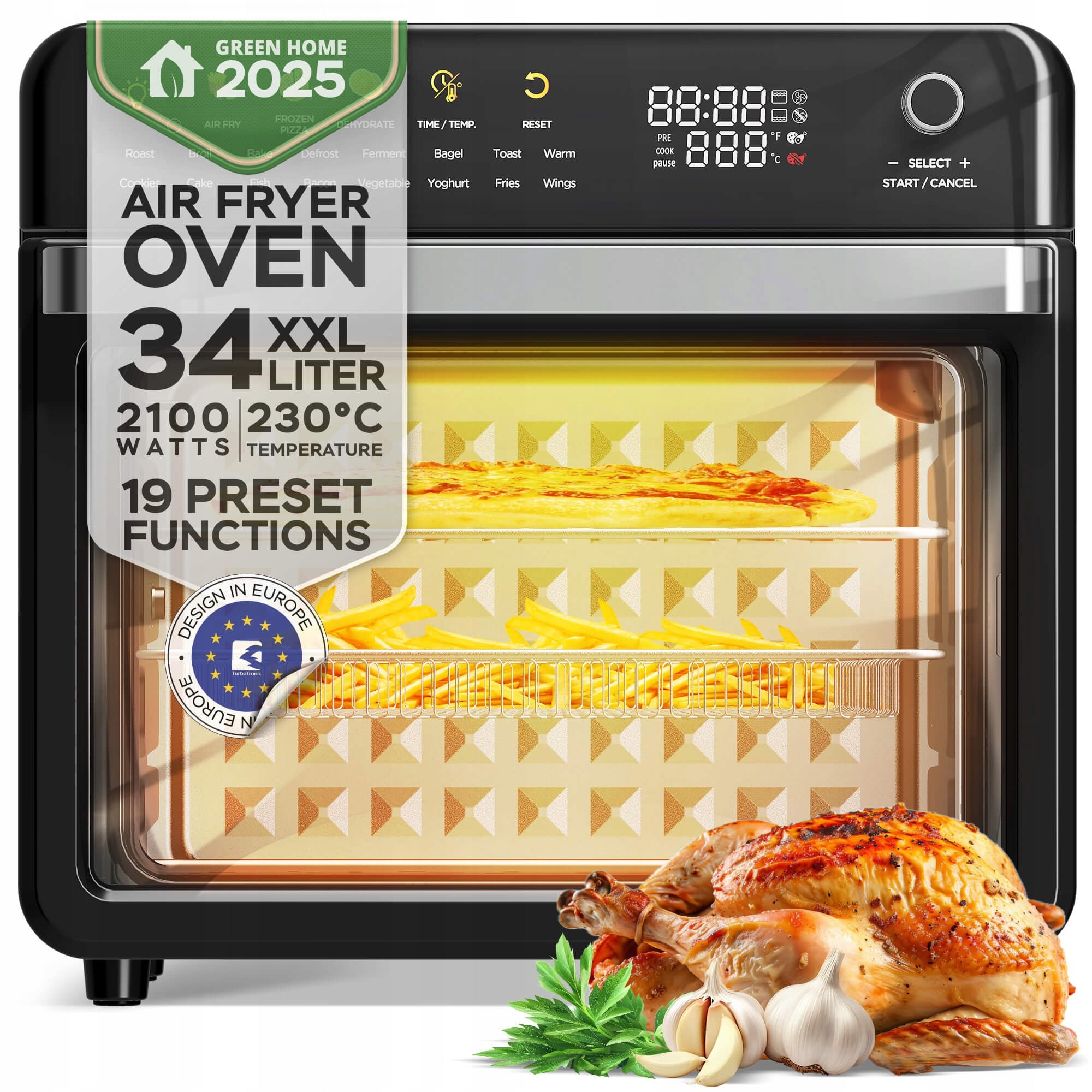 ELECTRIC OVEN WITH AIR FRYER GRILL 40-230°C 34L Manufacturer code PIEKARNIK ELEKTRYCZNY 40-230°C 34L