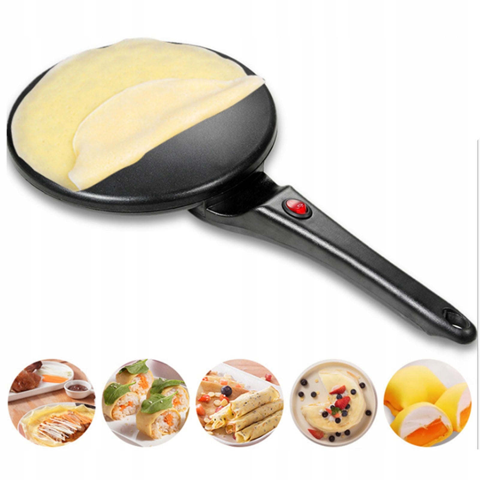 ELECTRIC PANCAKE MAKER AUTOMATIC BLACK NON STICK 600W Packaging status original