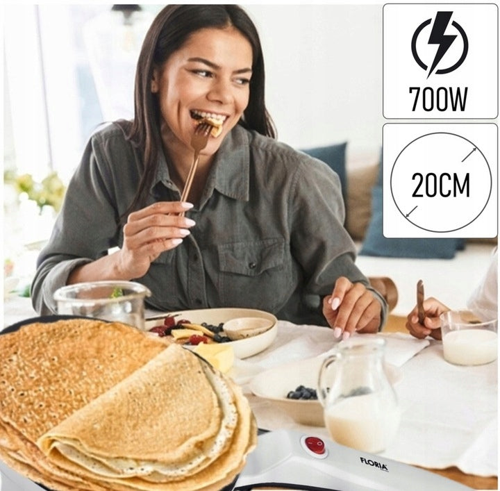 ELECTRIC PANCAKE MAKER FLORIA WHITE 20CM 700W Power rating 700 W