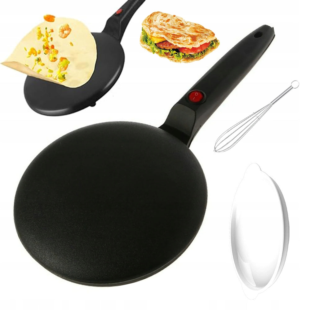 ELECTRIC PANCAKE MAKER FRYING PAN 20CM 600W + PLATE + EGG BEATER