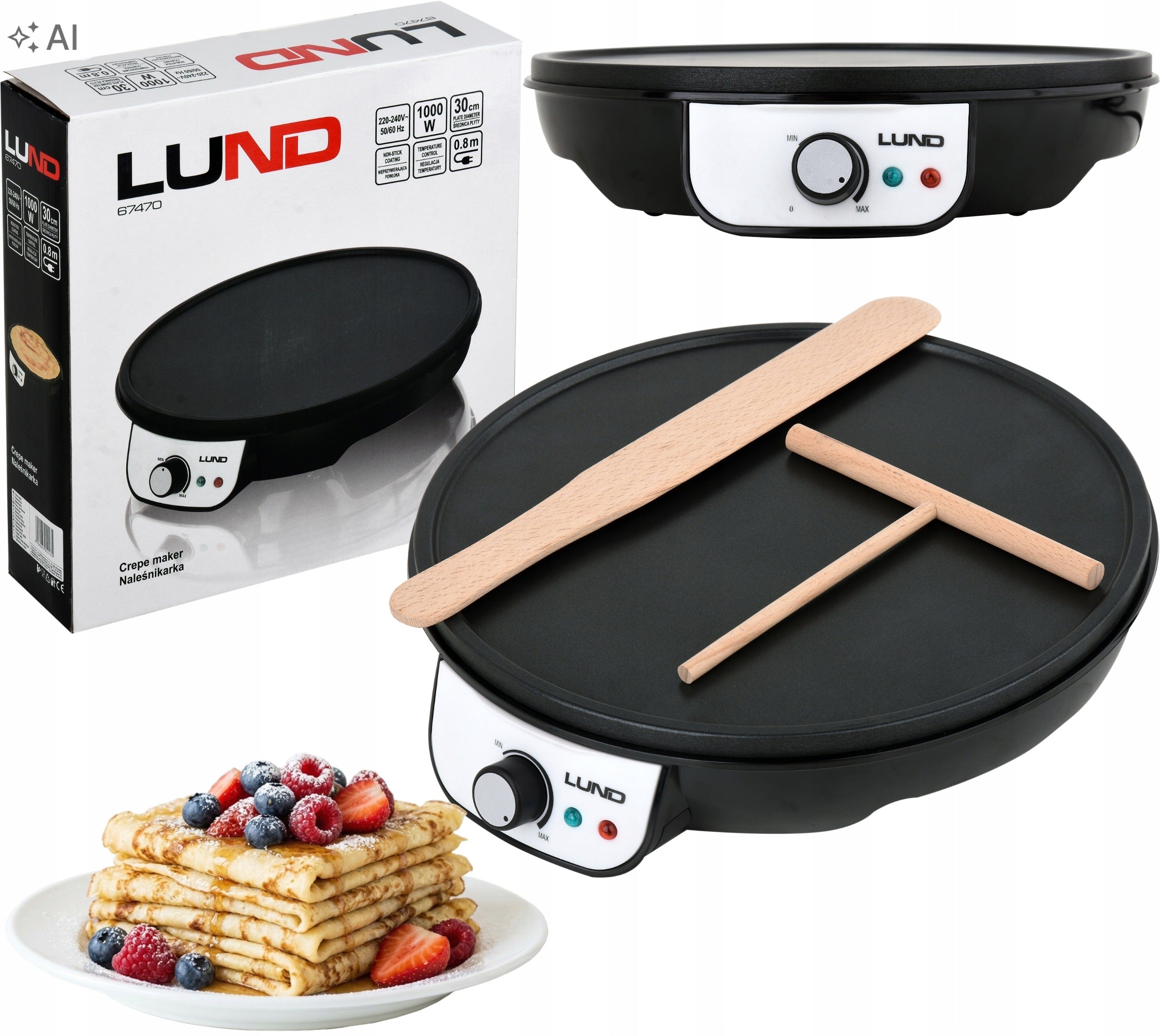 ELECTRIC PANCAKE MAKER PANCAKE BAKING PAN 1000W 30cm LUND