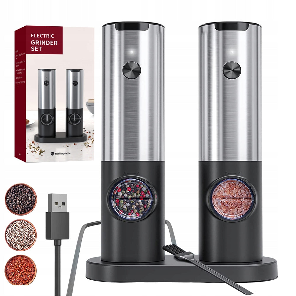 ELECTRIC PEPPER AND SALT GRINDER LED WIRELESS CHARGING INDICATOR