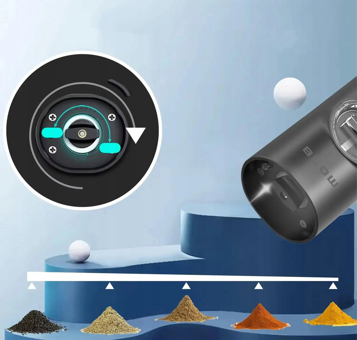 ELECTRIC PEPPER AND SPICE SALT GRINDER BATTERY OPERATED STRONG ADJUSTMENT Packaging status original
