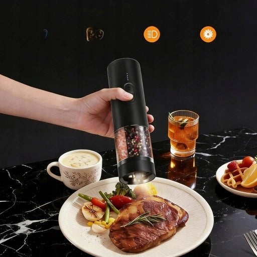 ELECTRIC PEPPER GRINDER USB DOUBLE 800MAH LED CERAMIC Packaging status original