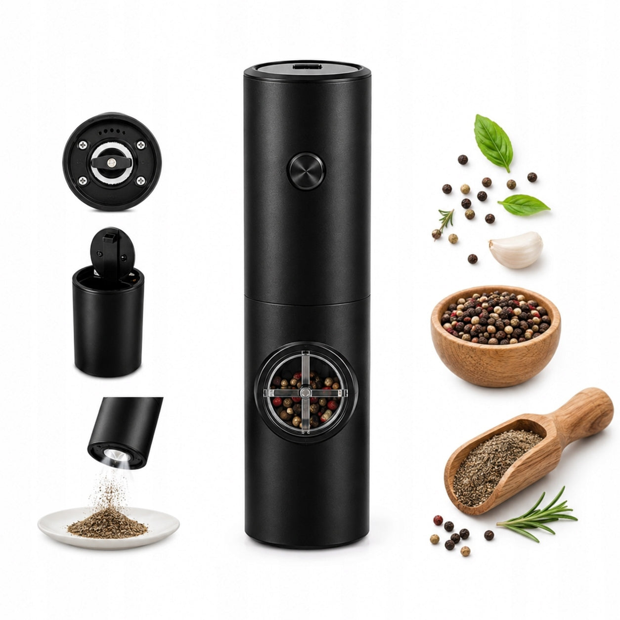 ELECTRIC PEPPER, SALT AND SPICE GRINDER WITH ADJUSTABLE GRINDING Manufacturer code PL031