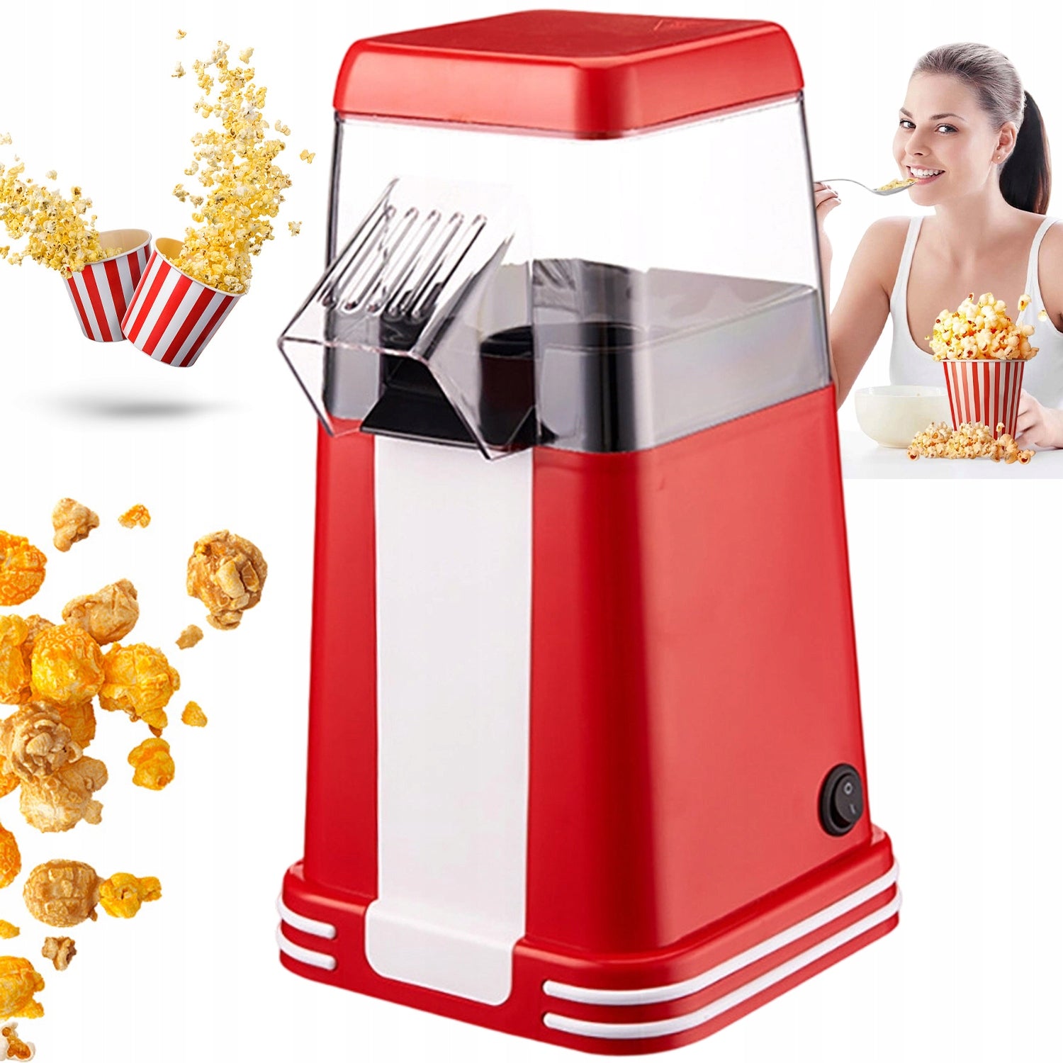 ELECTRIC POPCORN MACHINE WITHOUT OIL WITH HOT AIR CIRCULATION