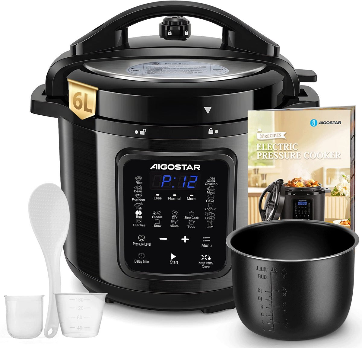 ELECTRIC PRESSURE COOKER 6L MULTICOOKER 18 PROGRAMS 1000W TIMER 24H
