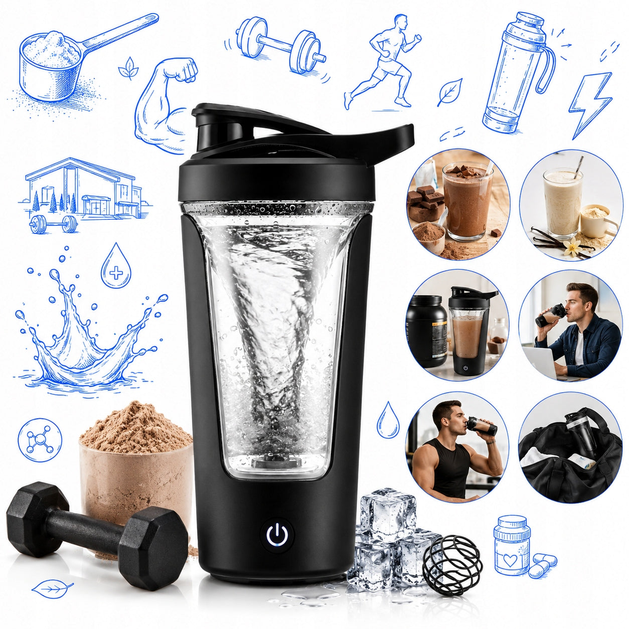 ELECTRIC PROTEIN SHAKER BOTTLE 450ML BOTTLE TRAINING BLENDER