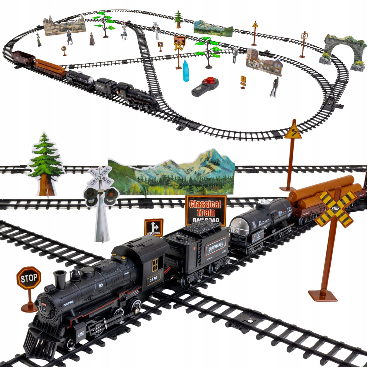 ELECTRIC QUEUE RAIL KING TRACK SMOKE FROM CHIMNEY REMOTE CONTROL LIGHT SOUNDS