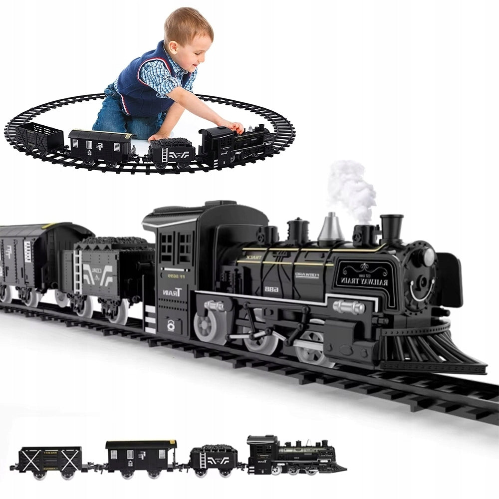 ELECTRIC RAILWAY LOCOMOTIVE STEAM LOCOMOTIVE CIUCHCIA TRACKS 4 WAGONS SMOKE AND SOUNDS Packaging status original