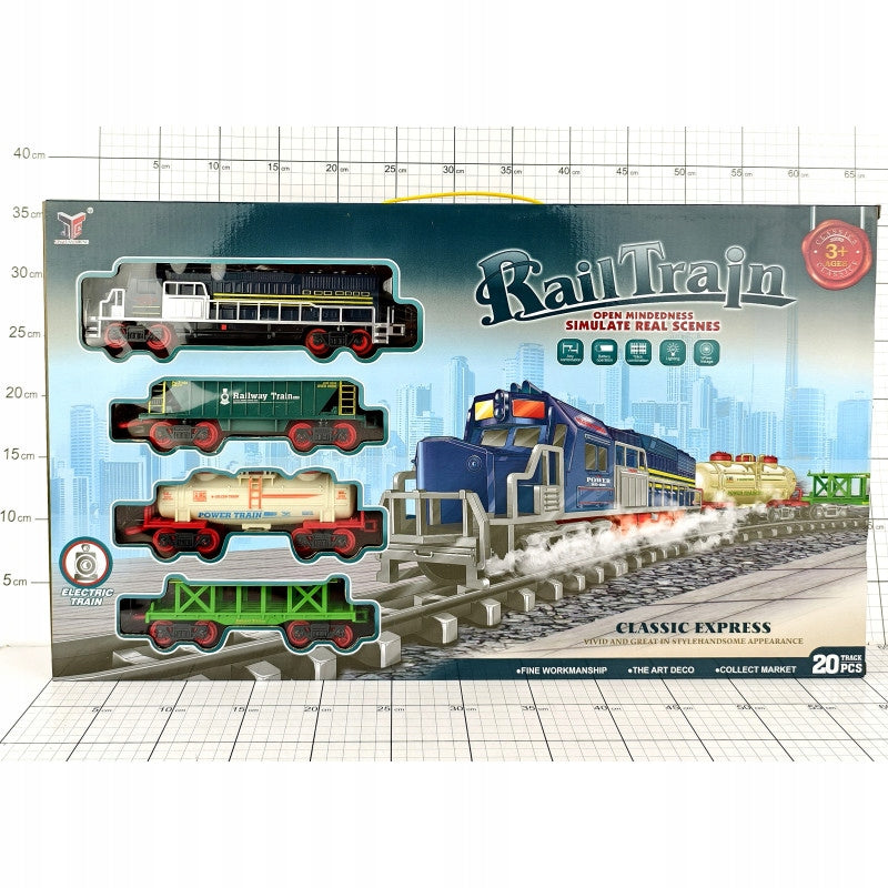 ELECTRIC RAILWAY RAIL TRAIN track set with locomotive and wagons Information regarding product safety and compliance Not suitable for children under 36 months of age