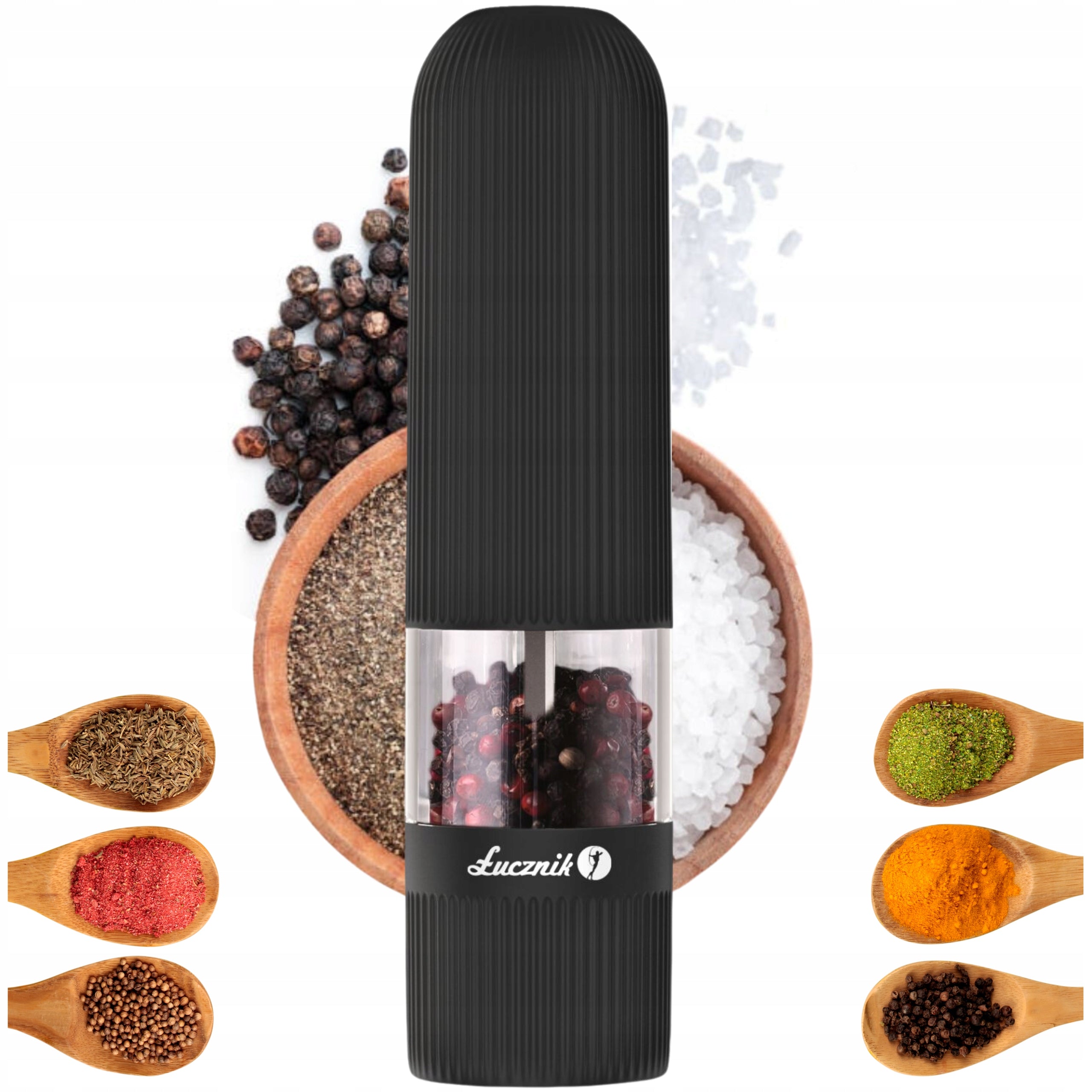 ELECTRIC SALT AND PEPPER GRINDER SPICES GRINDING ADJUSTMENT SET x2 Brand Łucznik