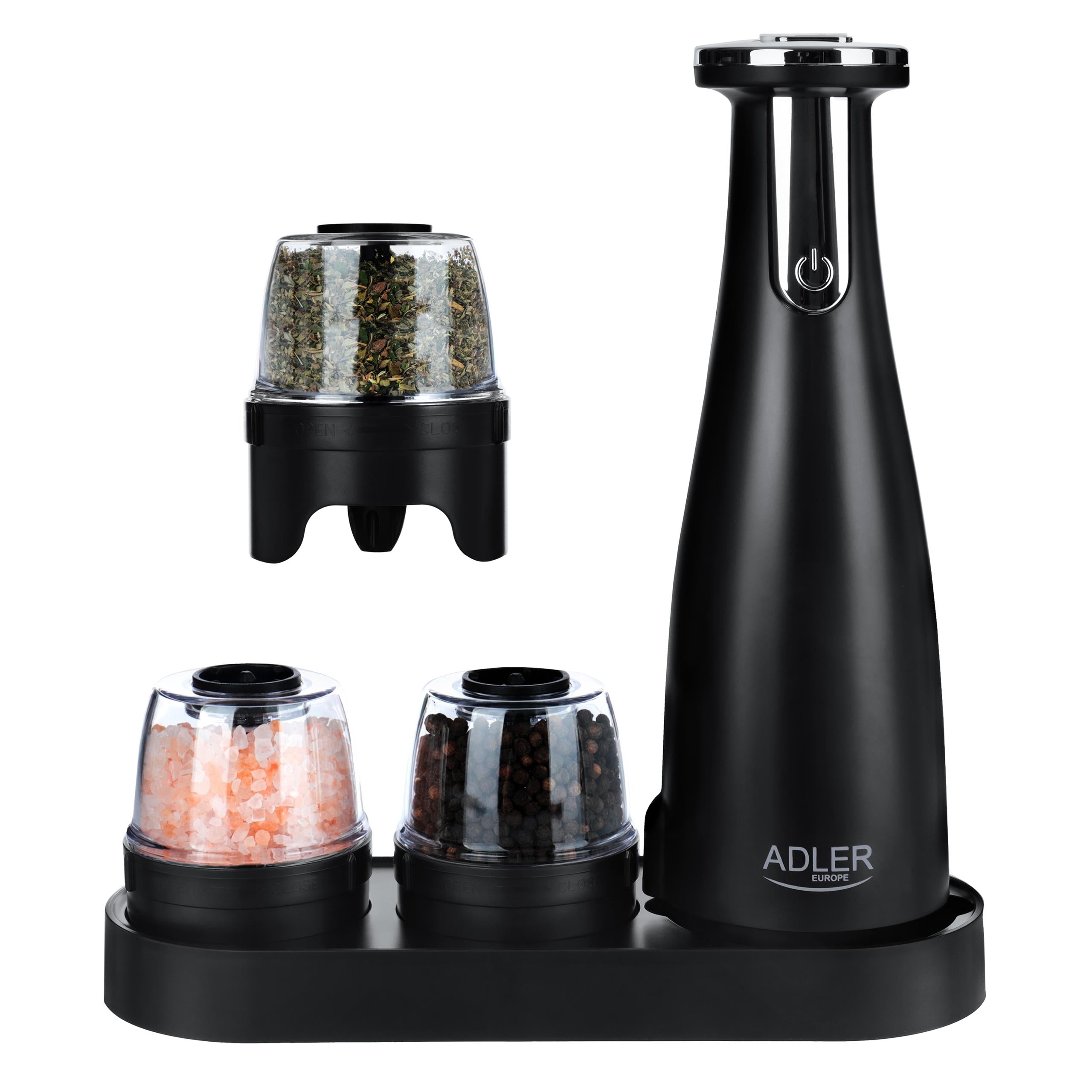 ELECTRIC SALT AND PEPPER GRINDER USB 3in1 3 CONTAINERS GRINDING ADJUSTMENT Packaging status original