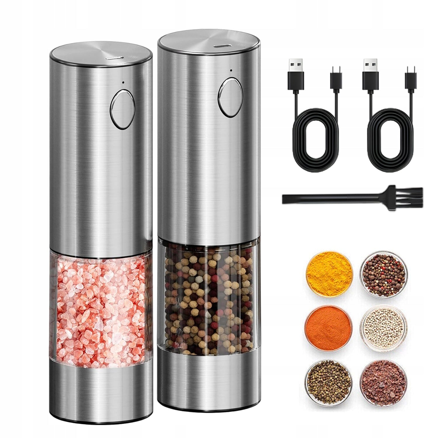 ELECTRIC SALT GRINDER FOR AND LED PEPPER 2 PIECES SUITABLE FOR GRILL