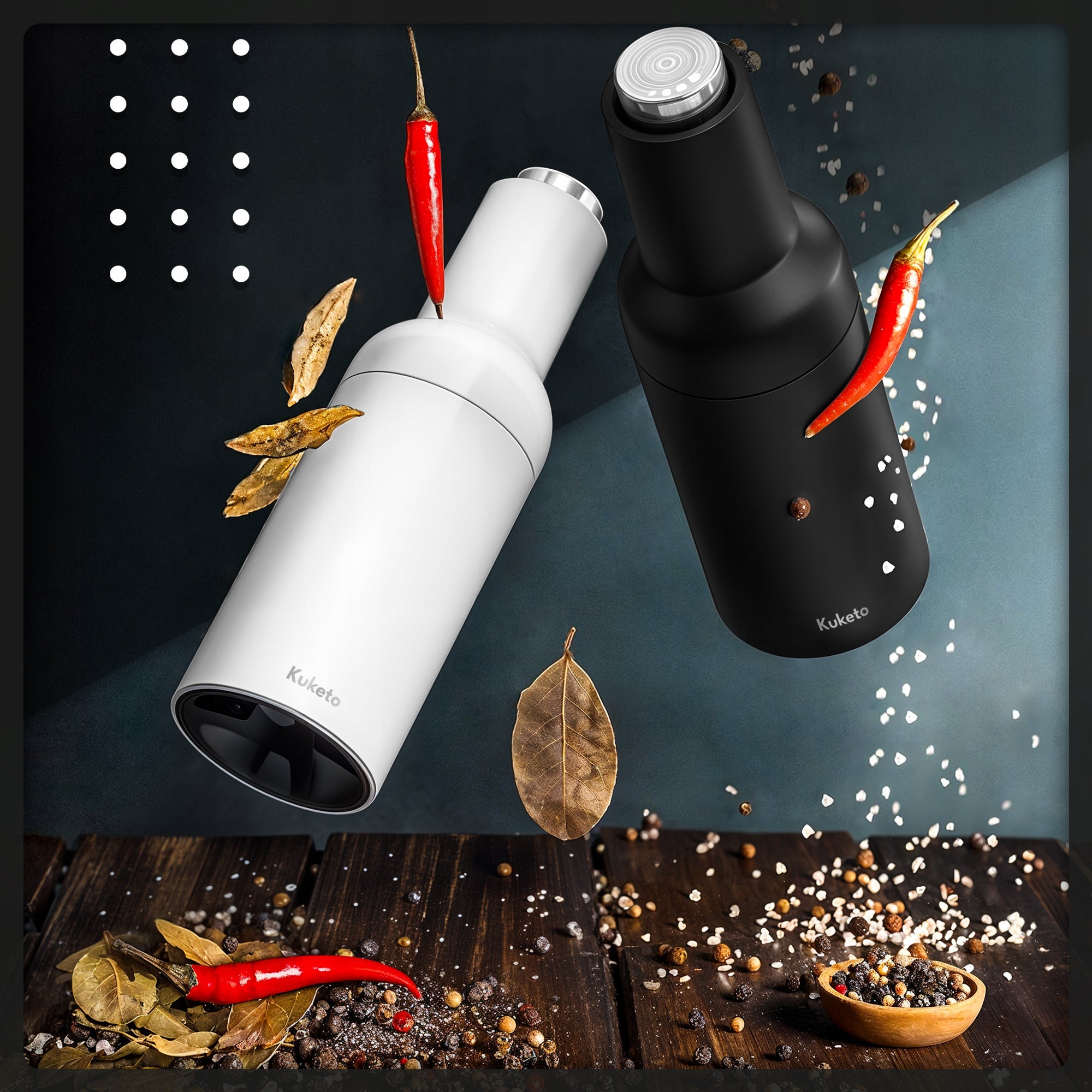 ELECTRIC SALT PEPPER GRINDER CERAMIC Gravity SET Manufacturer code ROZDRABNIACZ REGULACJA POJEMNIK NA PREZENT
