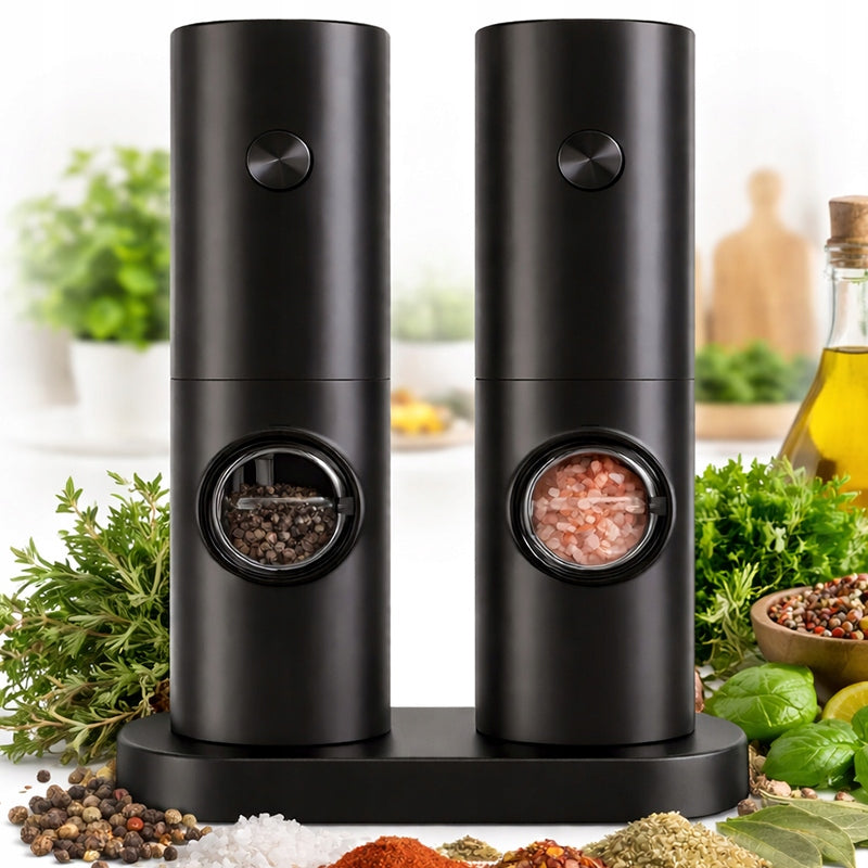 ELECTRIC SALT PEPPER GRINDER SET OF 2 AUTOMATIC BATTERY OPERATED