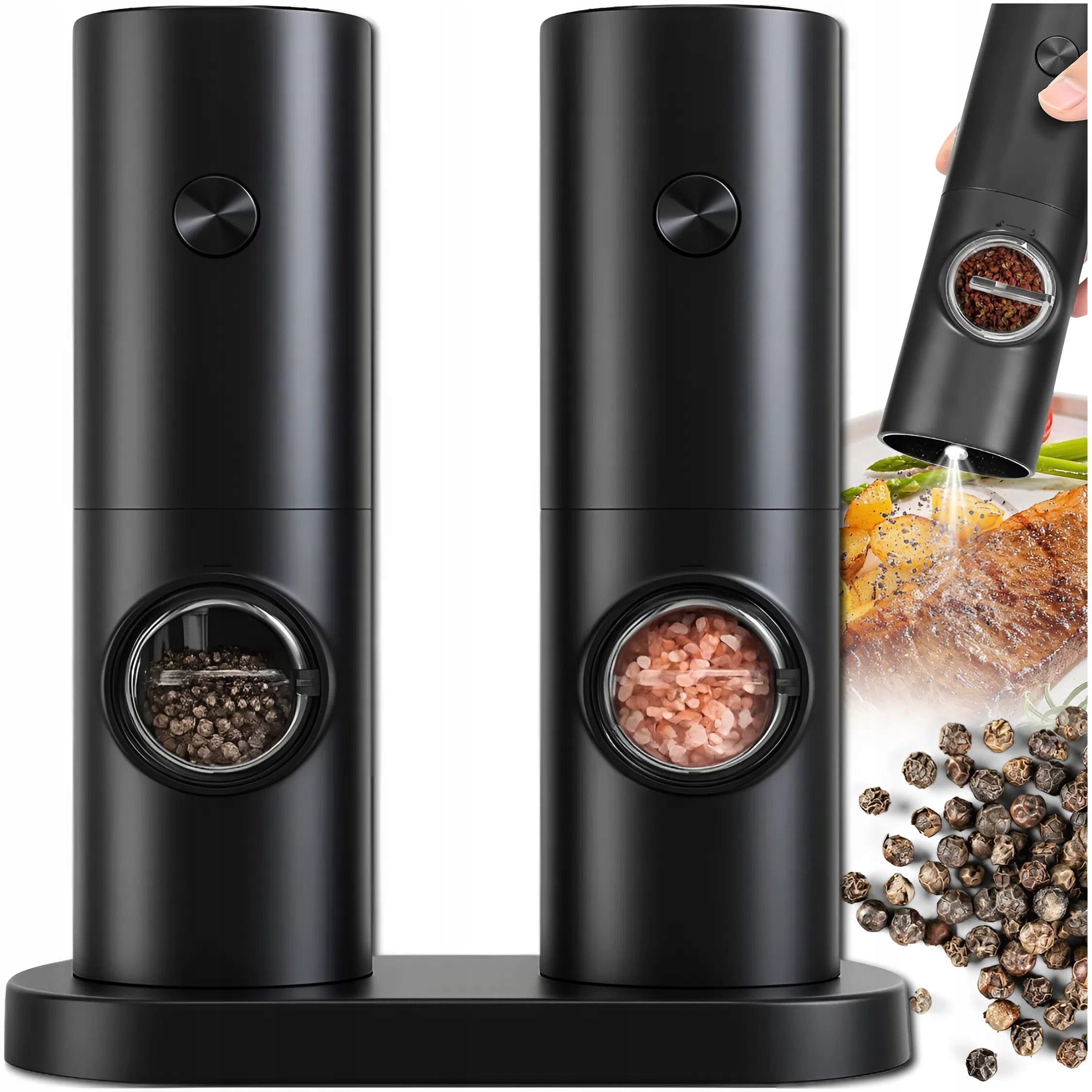 ELECTRIC SALT PEPPER GRINDER SET OF 2 AUTOMATIC BATTERY OPERATED