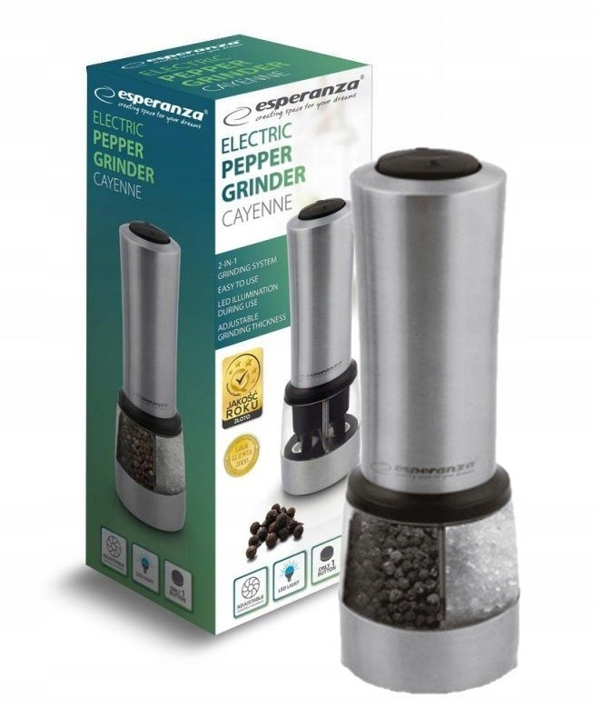 ELECTRIC SALT PEPPER GRINDER STAINLESS STEEL 2IN1