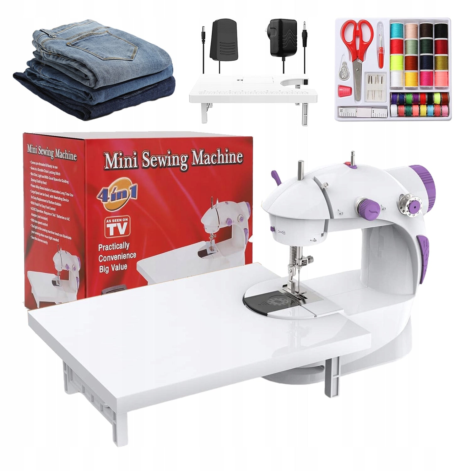 ELECTRIC SEWING MACHINE SMALL WITH PEDAL FOR FABRIC AND THIN LEATHER