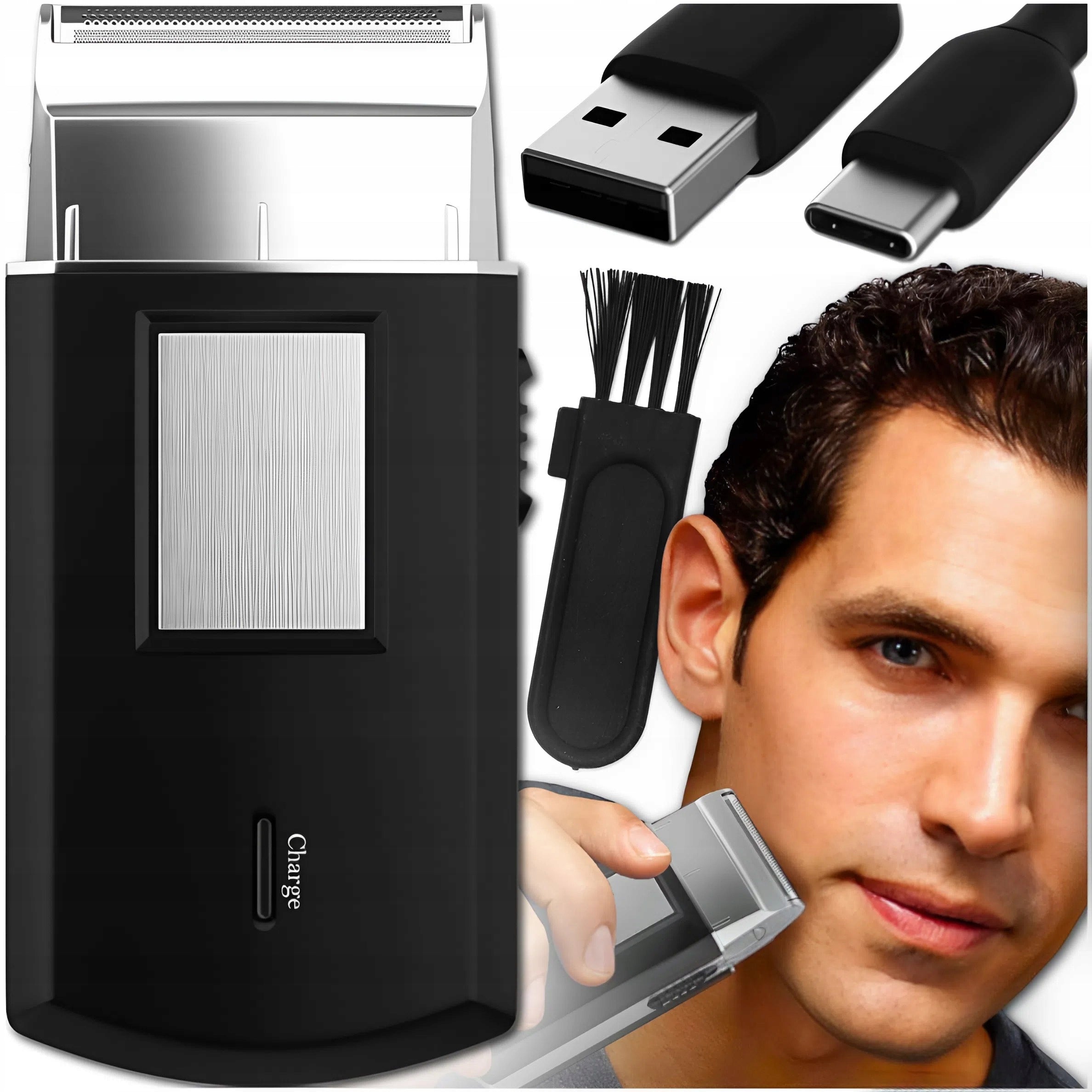 ELECTRIC SHAVER WIRELESS MEN'S TRAVEL SHAVER USB TRIMMER Manufacturer code GOLARKA MĘSKA BEZPRZEWODOWA PODRÓŻNA MEMFLOW