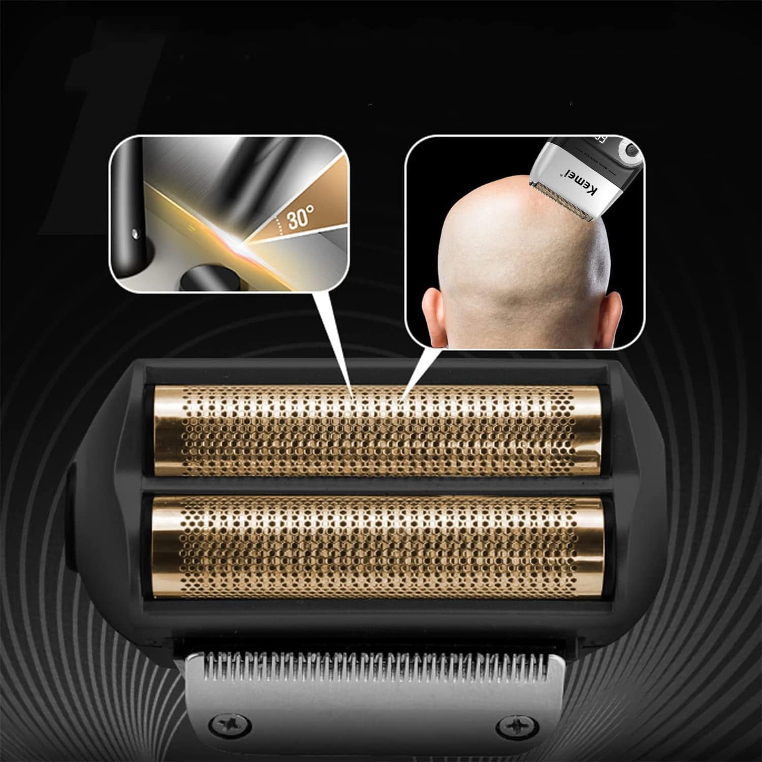 ELECTRIC SHAVER WITH HEAD BEARD TRIMMER RAZOR LCD 5W BLACK Batteries included yes