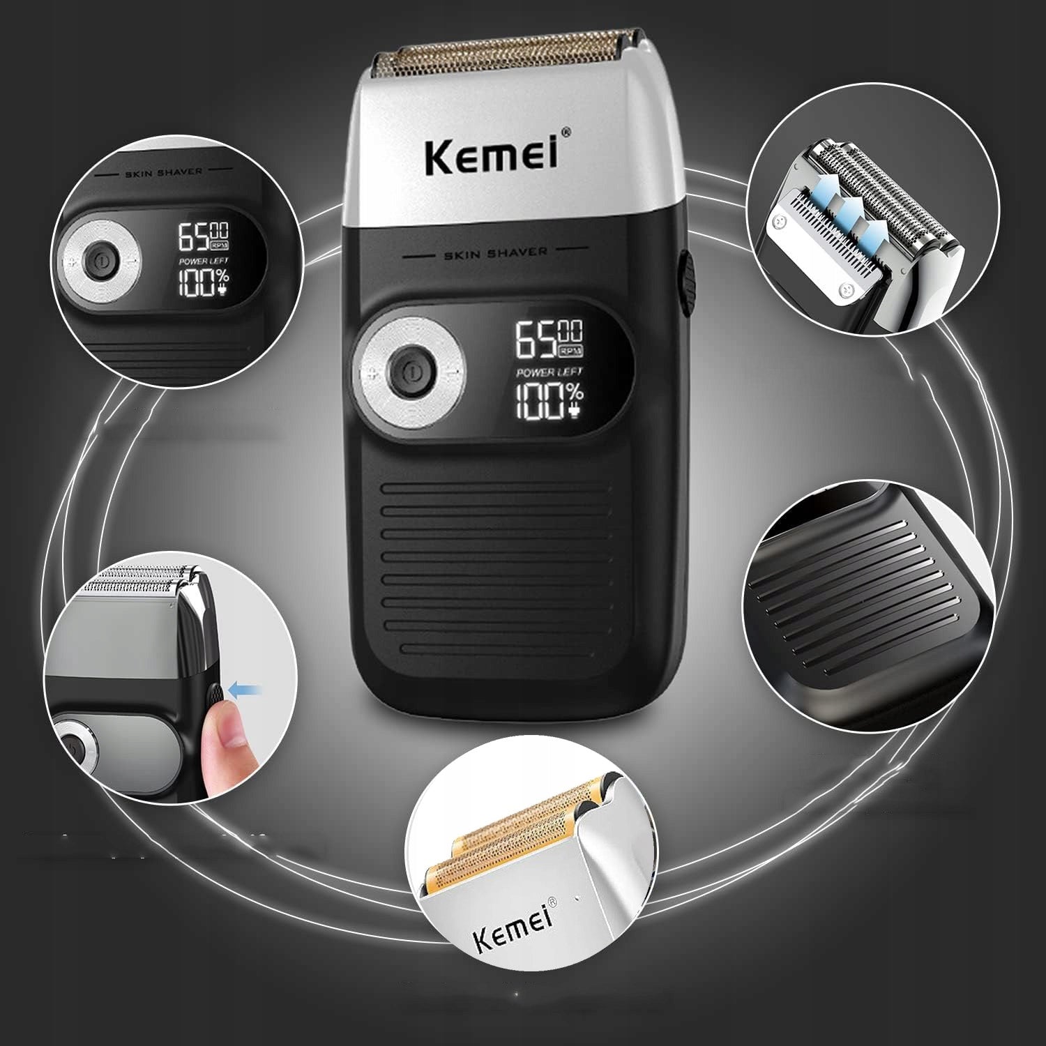 ELECTRIC SHAVER WITH HEAD BEARD TRIMMER RAZOR LCD 5W BLACK Packaging status original