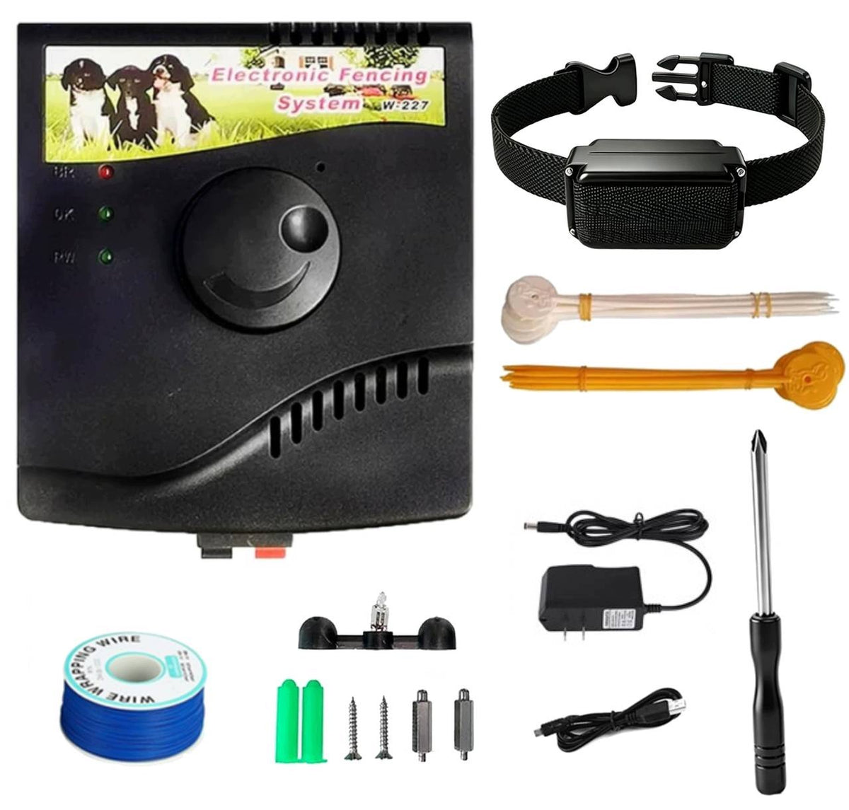 ELECTRIC SHEPHERD FENCE SYSTEM DOG PLAYPEN COLLAR SET 300m 227