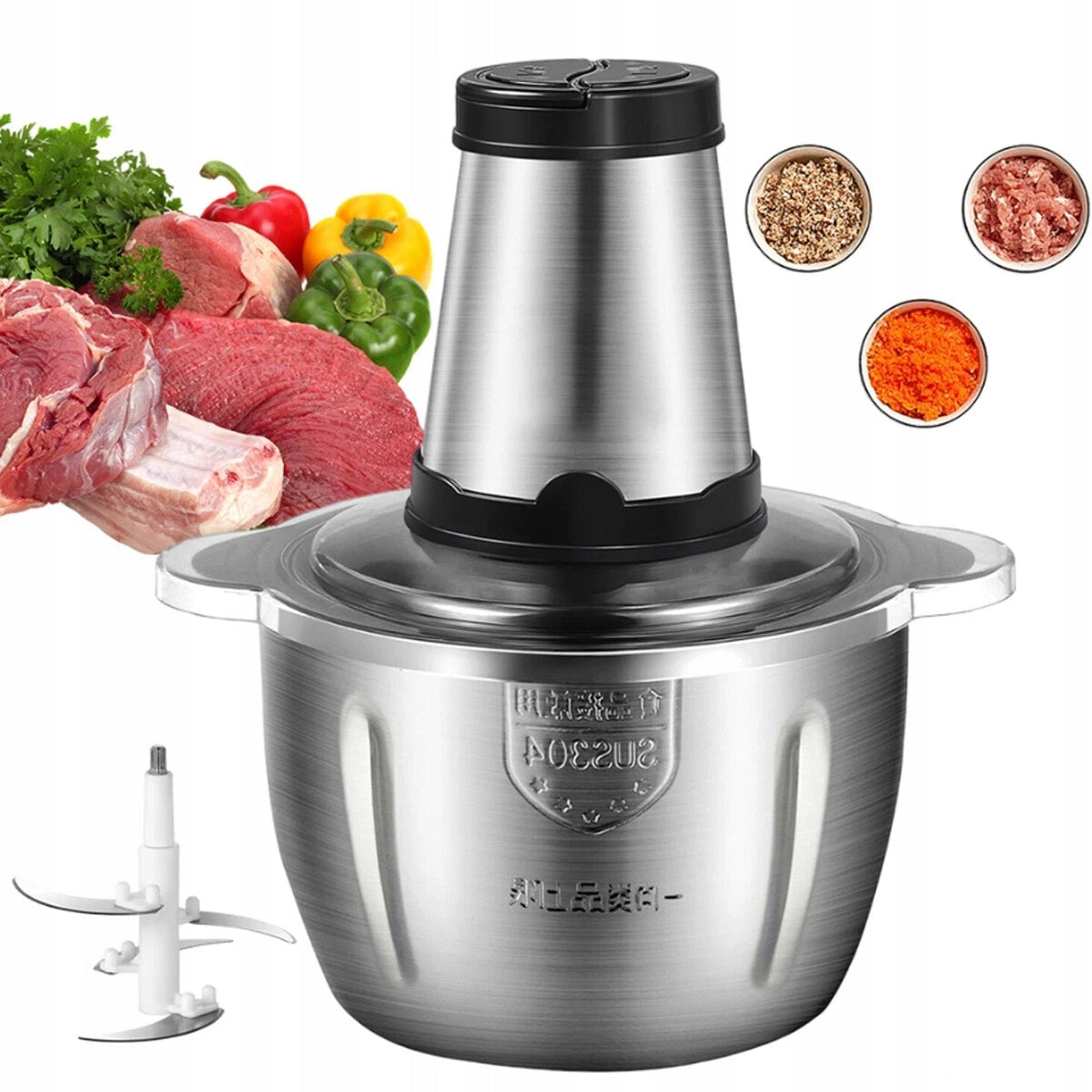 ELECTRIC SHREDDER 2000ML FOR FRUIT VEGETABLES MEAT REINFORCED BLADE
