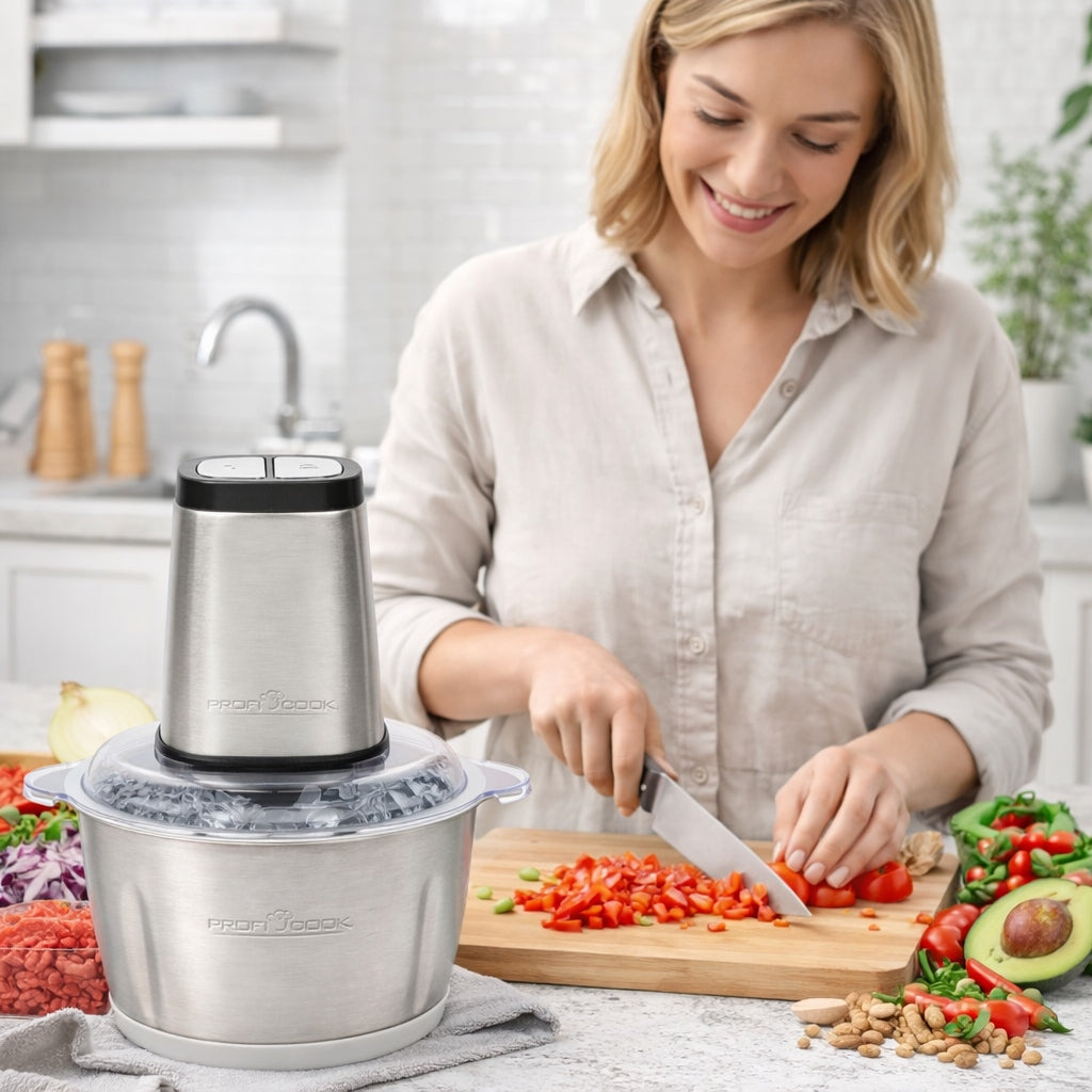 ELECTRIC SHREDDER FOR MEAT VEGETABLES ONION SHREDDER 500W 1,7L STEEL Packaging status original