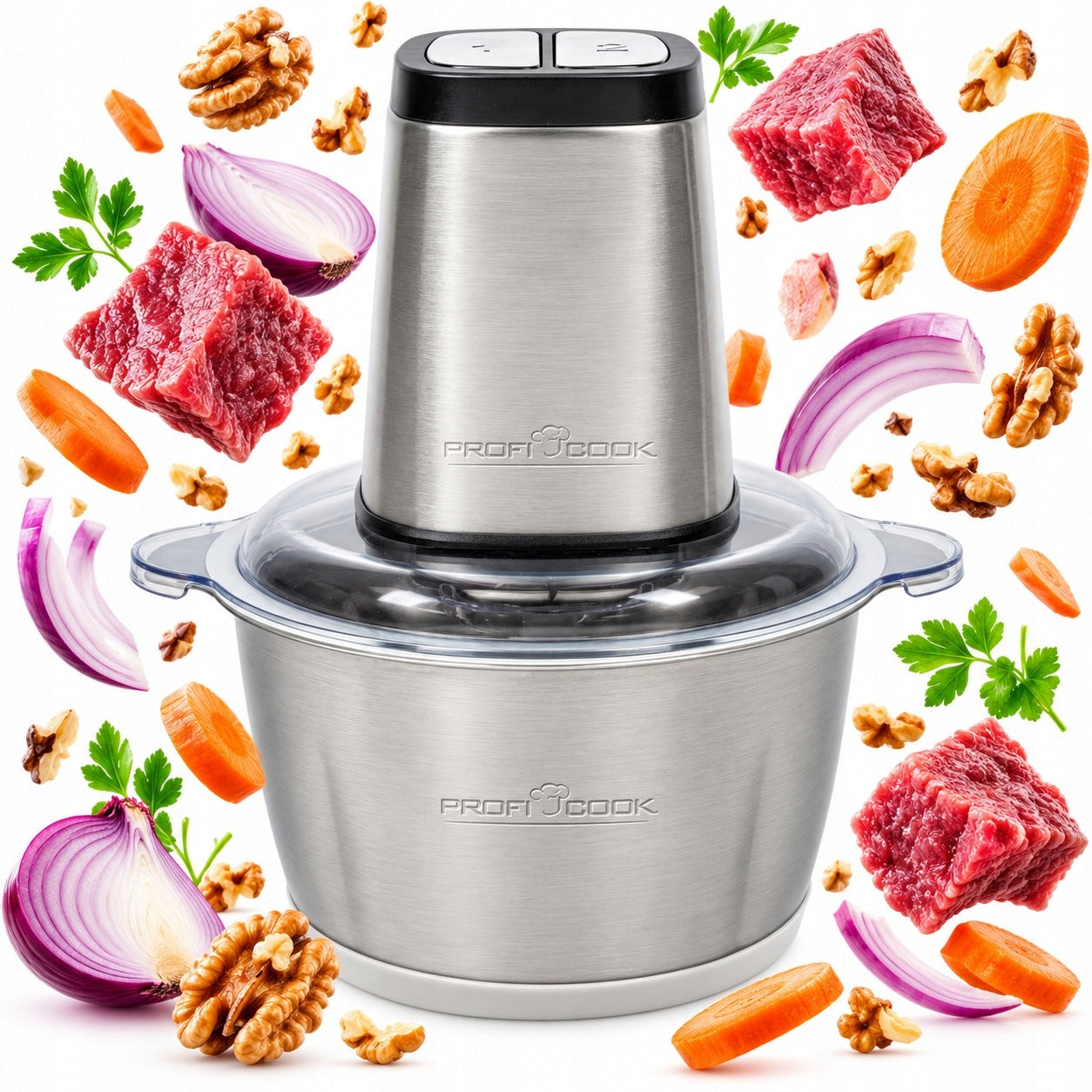 ELECTRIC SHREDDER FOR MEAT VEGETABLES ONION SHREDDER 500W 1,7L STEEL