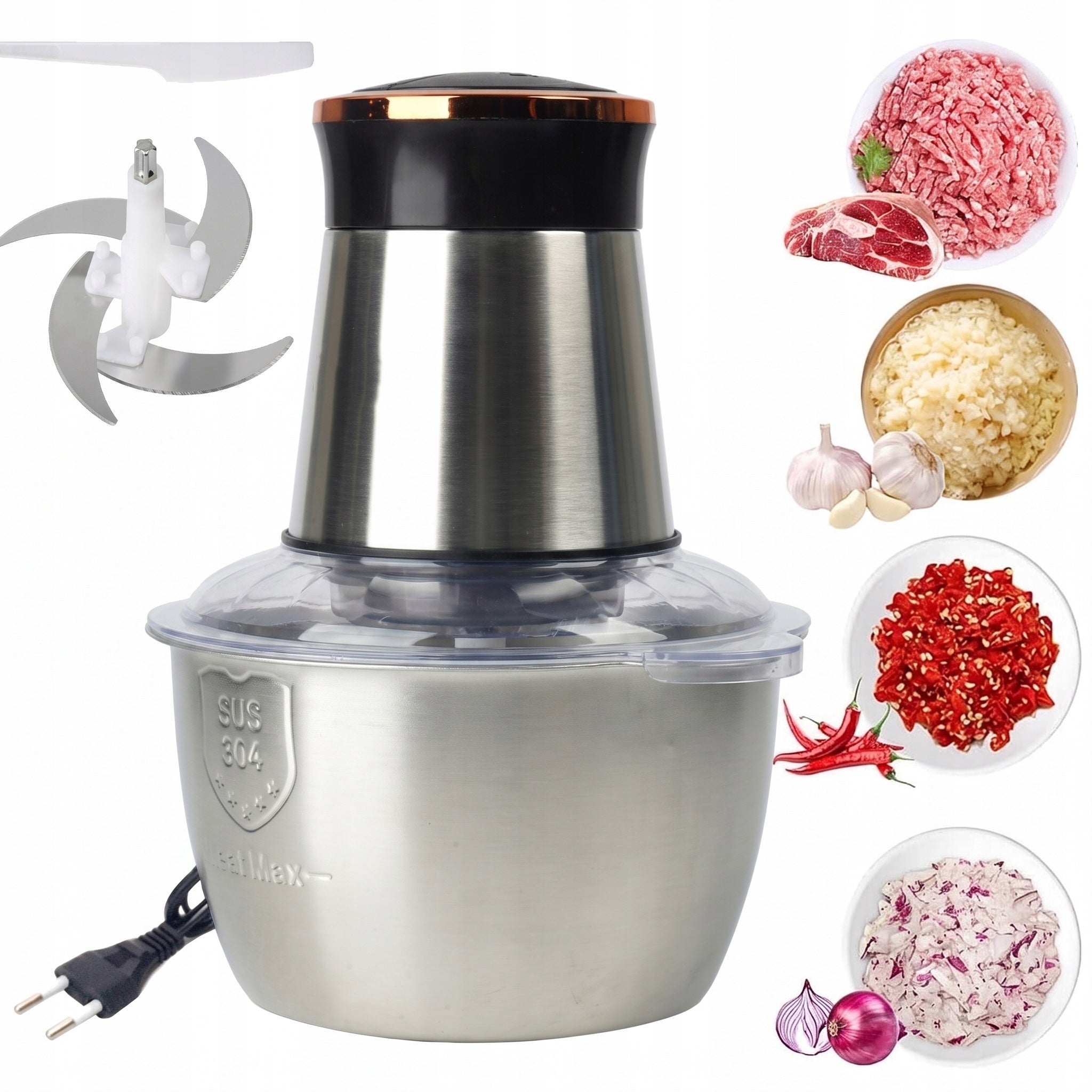 ELECTRIC SHREDDER VEGETABLE SHREDDER MEAT FOOD 2L 1200W Manufacturer code VT-TRADE ROZDRABNIACZ ŻYWNOŚCI KUCHENNY