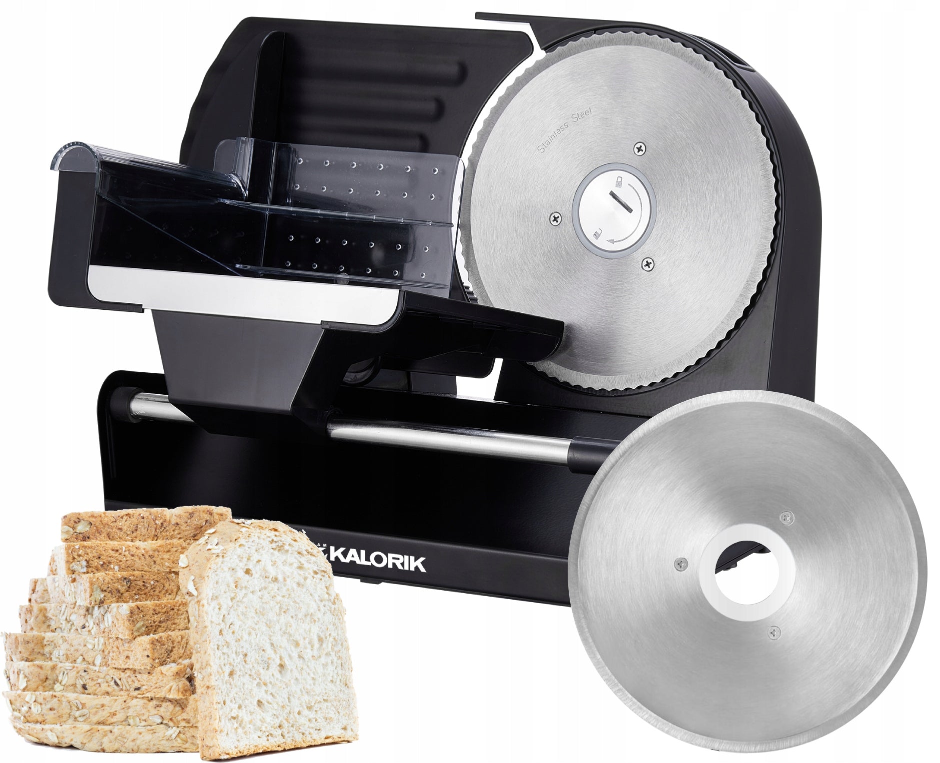 ELECTRIC SLICER 220W METAL BLACK WITH INTERCHANGEABLE BLADES ADJUSTABLE