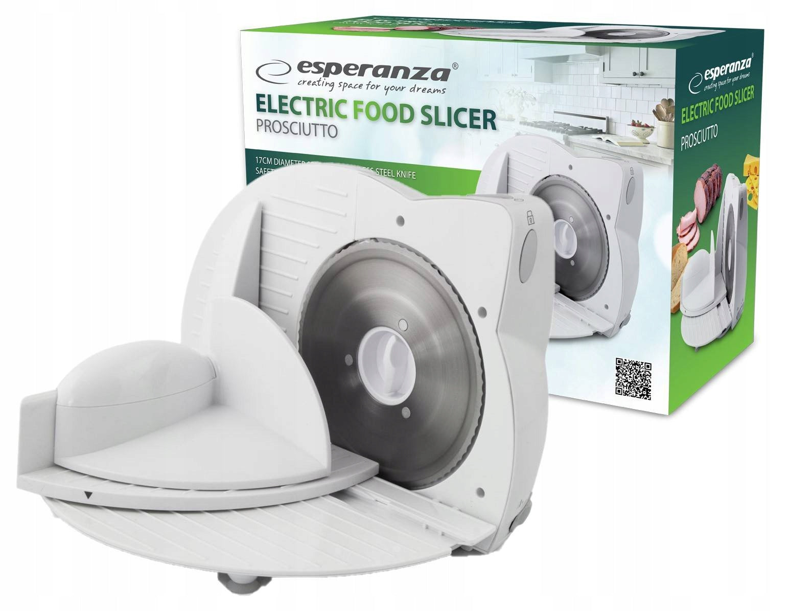 ELECTRIC SLICER FOR BREAD COLD CUTS KITCHEN CHEESE WITH REGULATION ESPERANZA Packaging status original