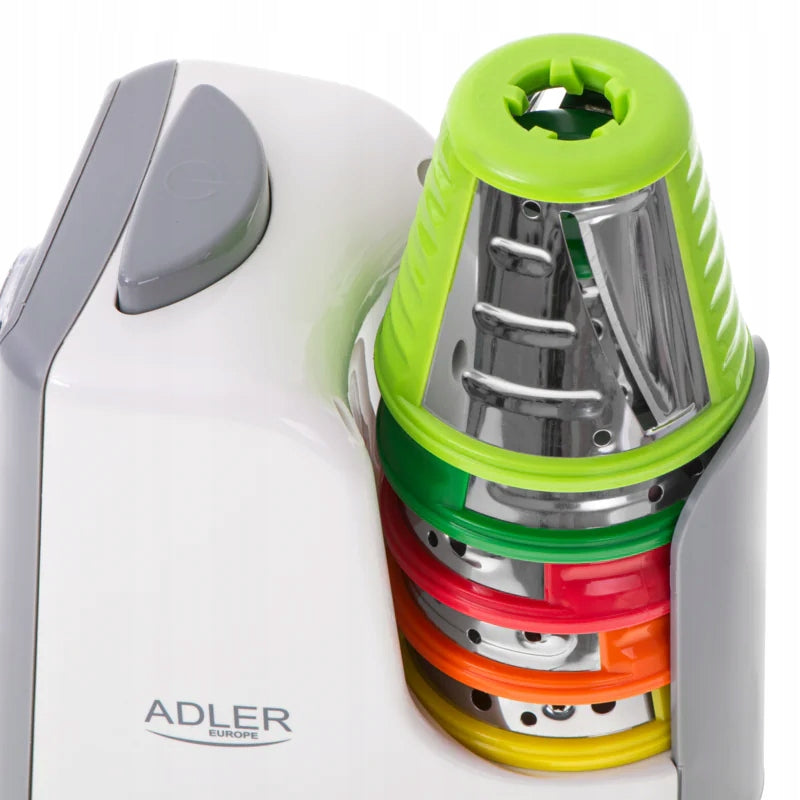 ELECTRIC SLICER FOR VEGETABLES, FRUITS, CHEESE Dominant color silver/gray