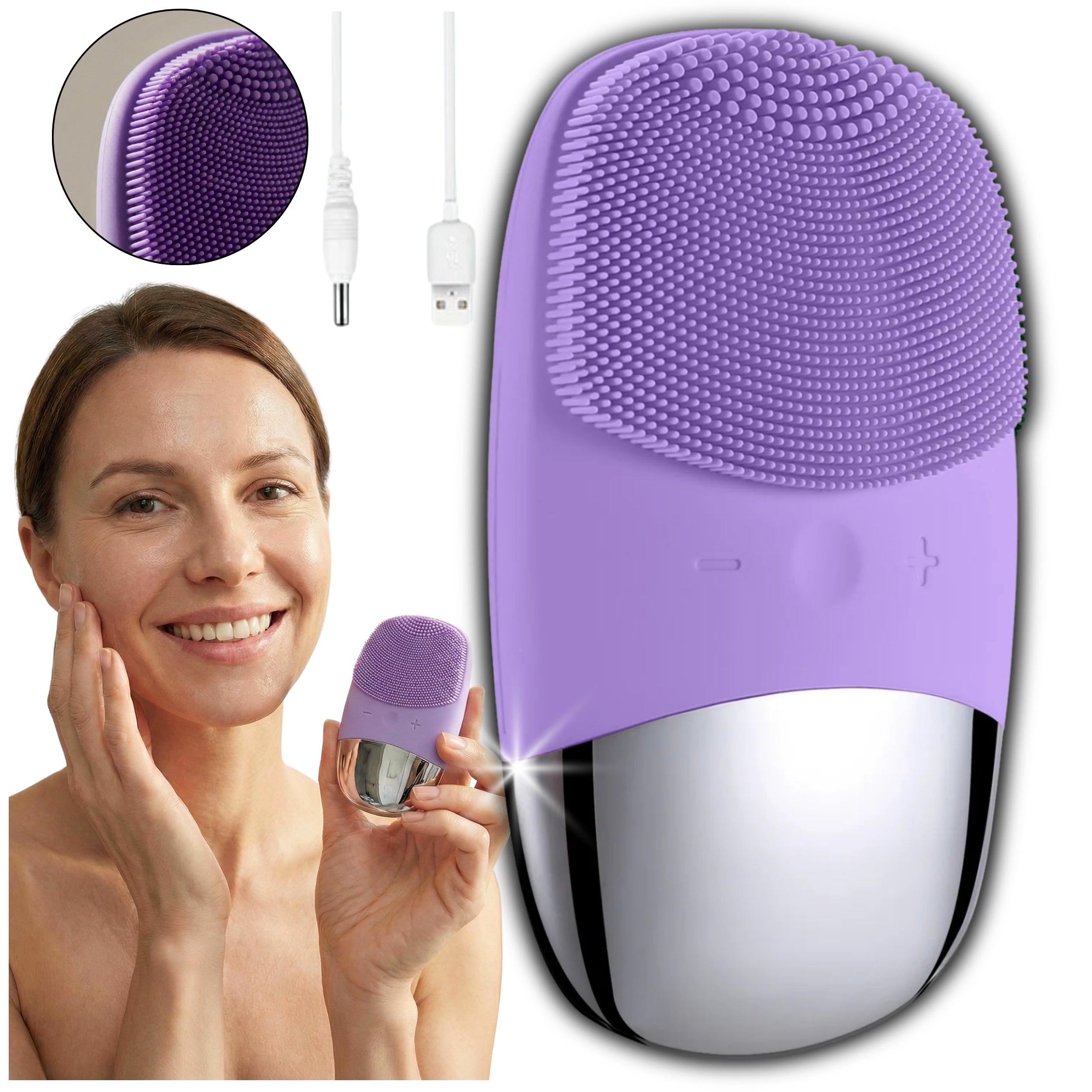 ELECTRIC SONIC BRUSH WASHER MASSAGER FACIAL BRUSH PURPLE
