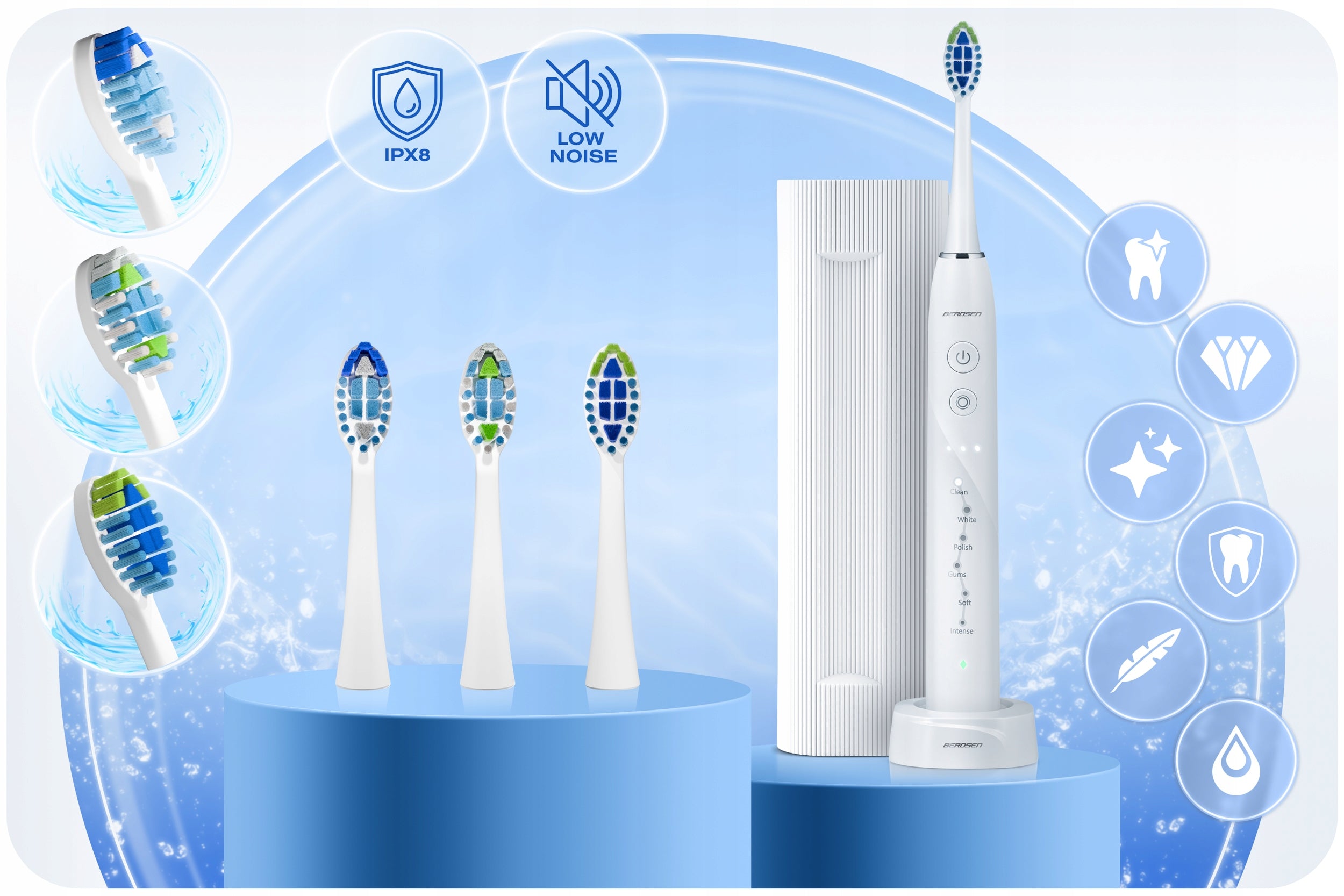 ELECTRIC SONIC TOOTHBRUSH + CASE BERDSEN GALAXY EAN (GTIN) 5903890624101