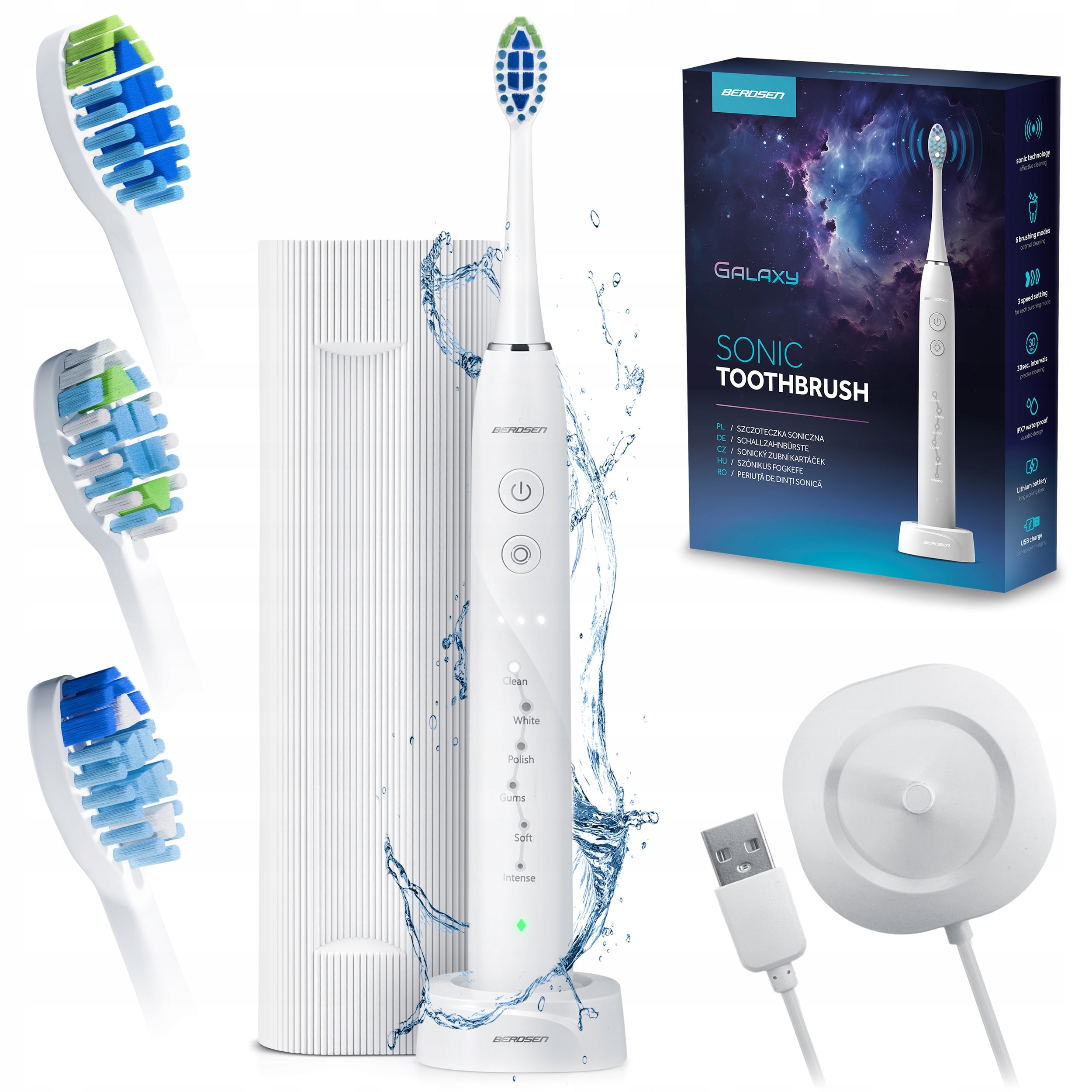ELECTRIC SONIC TOOTHBRUSH + CASE BERDSEN GALAXY