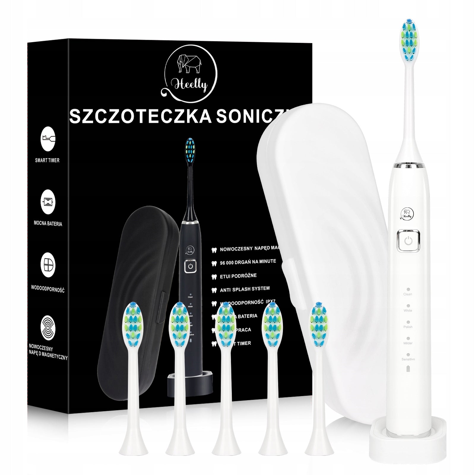ELECTRIC SONIC TOOTHBRUSH FOR ADULT CHILDREN HEELLY CASE