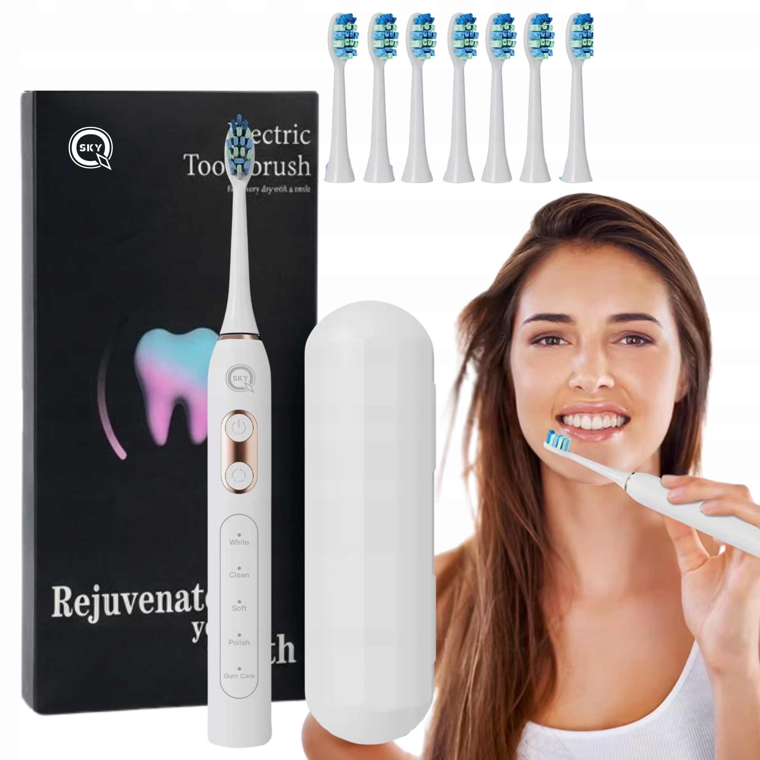 ELECTRIC SONIC TOOTHBRUSH WHITE 6 TIPS 42TYS R/MIN Manufacturer code DianDongYaShua-A1-Fen