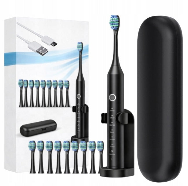 ELECTRIC SONIC TOOTHBRUSH WITH CASE 10 X REPLACEMENT TIPS