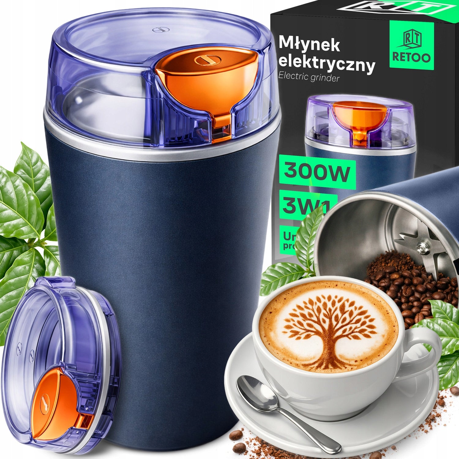 ELECTRIC SPICE NUT COFFEE GRINDER 3IN1 STRONG 300W POMEGRANATE