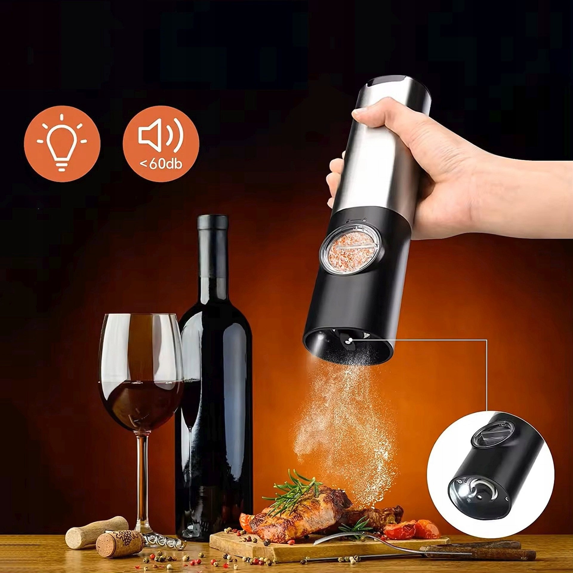 ELECTRIC SPICE SALT PEPPER GRINDER CORDLESS CHARGING USB -C EAN (GTIN) 5902497553821