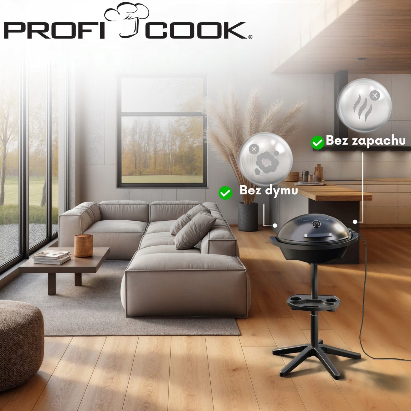 ELECTRIC STANDING AND TABLE GRILL WITH TEMP REGULATION PROFICOOK PC-BQS 1303 Model PC-BQS 1303