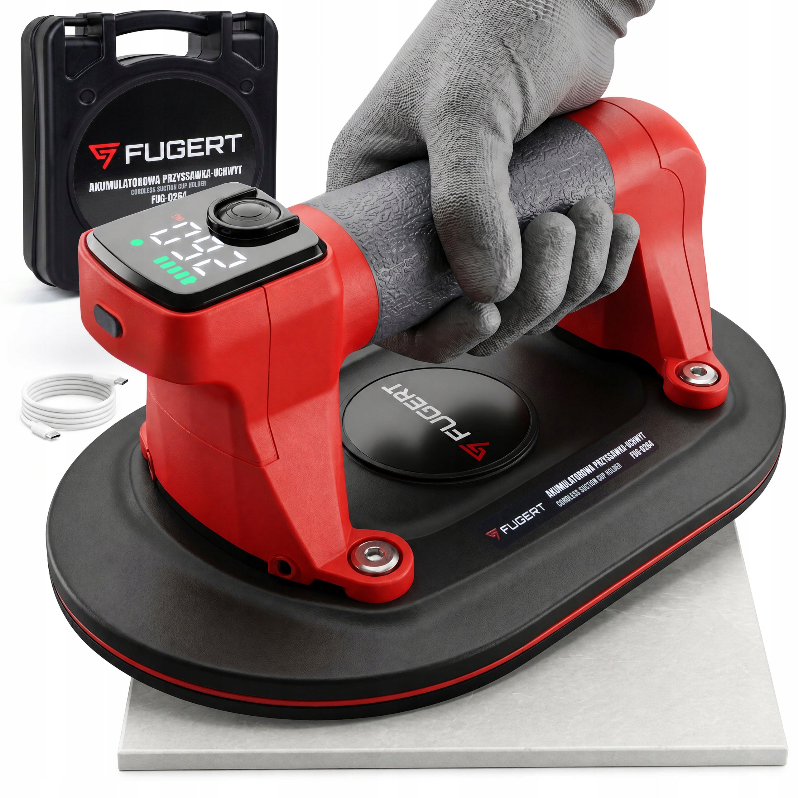 ELECTRIC SUCTION CUP FOR STONEWARE TILES CORDLESS LCD UP TO 260KG FUGERT
