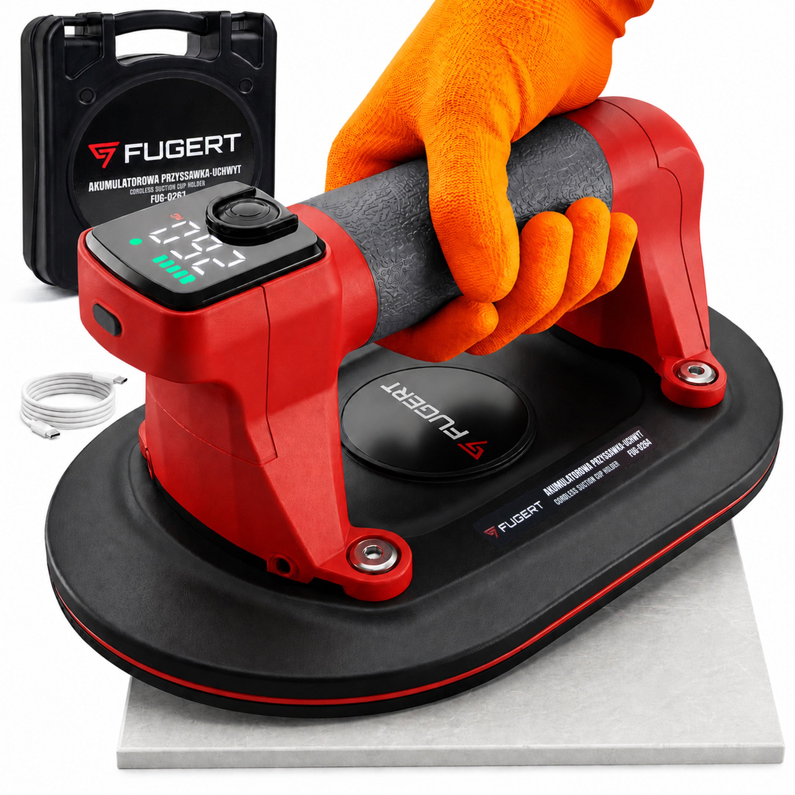 ELECTRIC SUCTION CUP FOR STONEWARE TILES CORDLESS LCD UP TO 260KG FUGERT