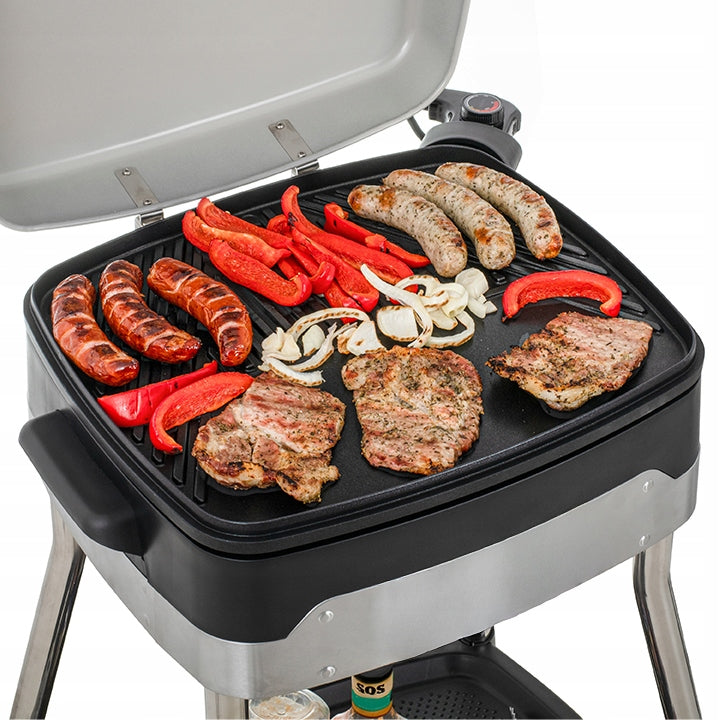 ELECTRIC TABLE GARDEN GRILL WITH COVER TEMPERATURE CONTROL 2500W Dominant color silver/gray