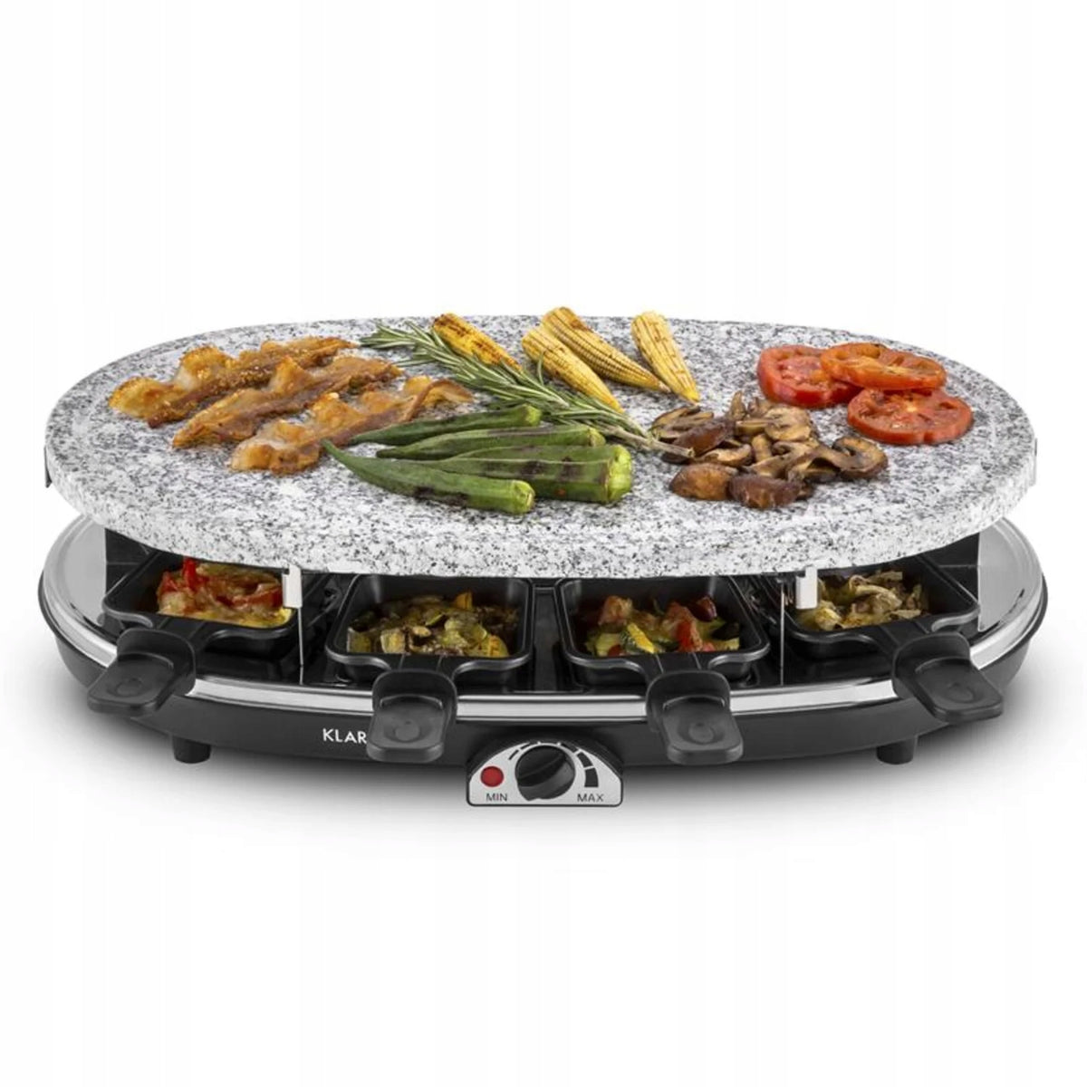 ELECTRIC TABLE GRILL 2IN1 RACLETTE 1500W 8 PEOPLE STONE PANS BLACK Brand Klarstein