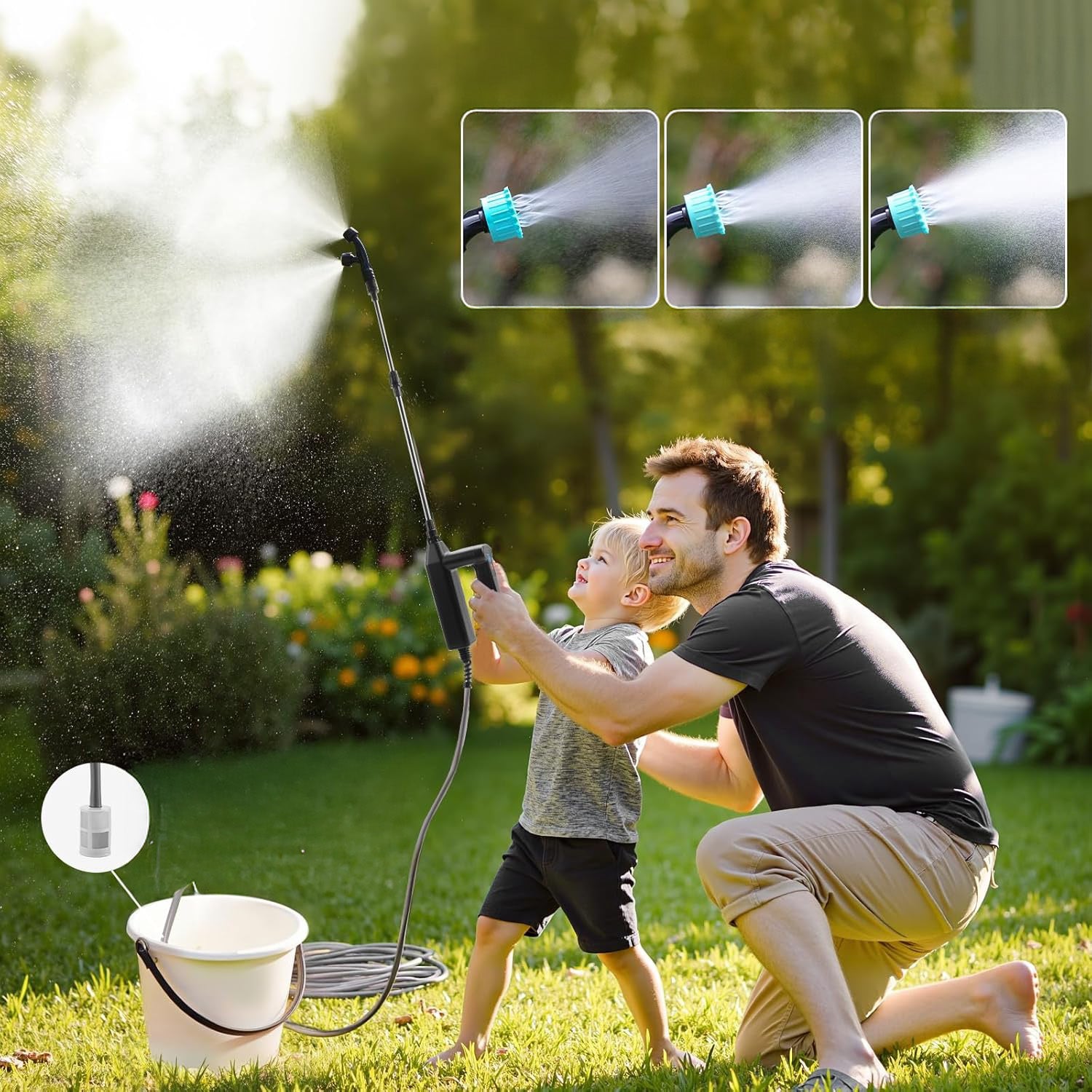 ELECTRIC TELESCOPIC GARDEN SPRAYER WITH 3 SPEEDS 4 NOZZLES Brand no brand