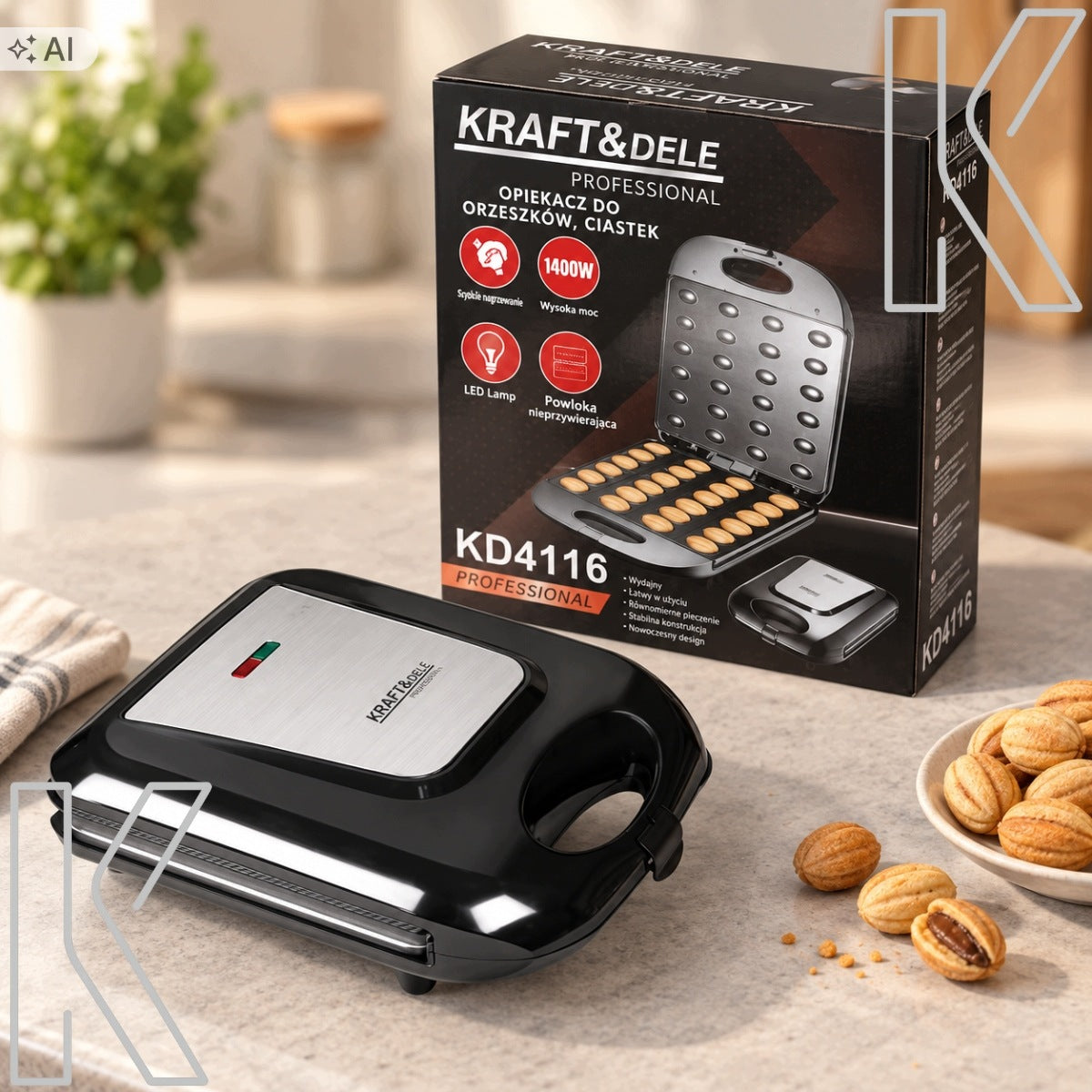 ELECTRIC TOASTER FOR PEANUT COOKIES NONSTICK COATING 1600W Packaging status original